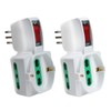 EXTRASTAR 2 x Italian 10/16 A Triple Socket Adapter with