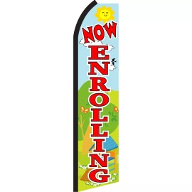 NeoPlex Now Enrolling 2 1/2 ft X 11 1/2 ft Polyester Swooper Flag
