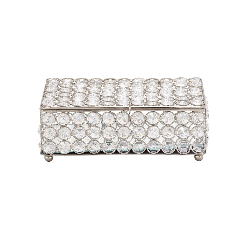 Deco 79 54241 Metal and Crystal Jewelry Box, 3" x