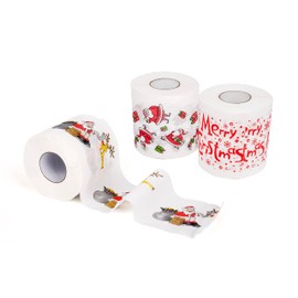 SummitLink 3 Rolls 3 Style of Merry Christmas Santa Claus Toilet Paper Tissue Napkin Prank Fun Birthday Party Novelty Gift Idea