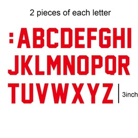 Fanbay 52 Pieces 3 Inch Iron On Letters A to Z Heat Transfer Letters Paper for Sport Jersyes T Shirts Team Name(Red)
