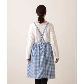 Afternoon Tea Living Apron, HP66, Yarn-Dyed Checkered One-Piece Apron, blue
