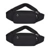 2PCS Riñonera Deportiva Impermeable, Multifuncional con Cremallera (Negro + Negro)