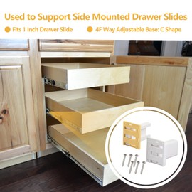 2 Pack Drawer Slide Socket Set, Drawer Track Back Plate, Cabinet Drawer Slides, Rv Drawer Hardware, Cabinet Hardware, Drawer Rail Bracket with 6 Screws, Fits 1 Inch Drawer Slide, C-Shaped