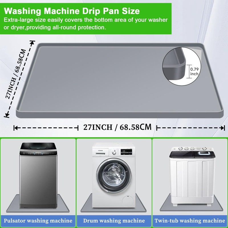 Xixter Washing Machine Pan 27x27 – Silicone Washer Tray &