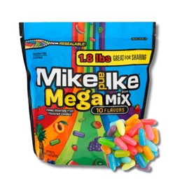 Mike & Ike Bulk Gift Bags - 1.8 LB Resealable Bags By Lyza's Sweets & Treats (Pack of 1, Mega Mix)