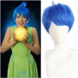 HUNIGIR Blue Wig Short Layered Blue Wig Girls Blue Anime Wig Women Heat Resistant Synthetic Cosplay Costume Party Wig (Blue)
