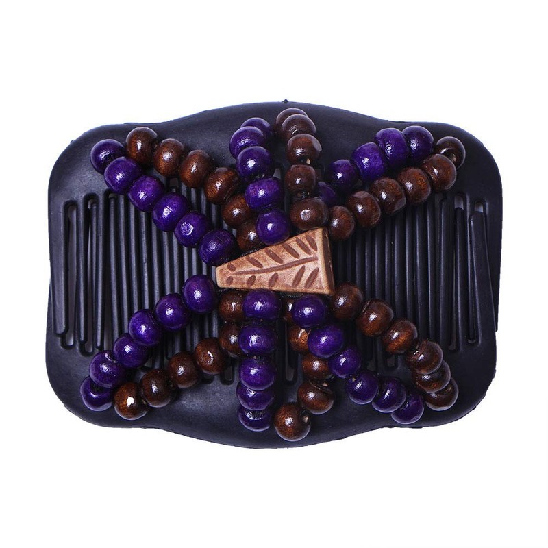 LOVEF 3 Pcs Women Magic Hair Combs Wood Beaded Stretch