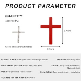 DXNQ - 2 pegatinas de metal con cruz de Jesucristo, de aleación de 2.5 x 1.8 pulgadas, calcomanías de cruz de coche 3D individuales, autoadhesivas para cubrir arañazos de metal, para coche, cola de