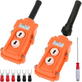 DAOKAI COB61 Rain Proof Up-Down Switch,Crane Pendant Hoist Push Button Switch,Dump Trailer Remote Up Down Switch Control Station,Momentary Winch Controller-2pcs