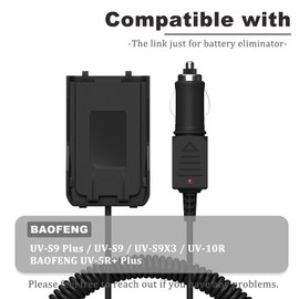 2 Pack BAOFENG UV-S9 Plus Battery Eliminator Car Charger 2800mAh DC 12V Compatible with UV-S9X3 UV-S9 Etc