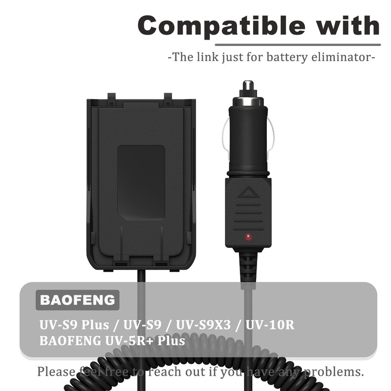 2 Pack BAOFENG UV-S9 Plus Battery Eliminator Car Charger 2800mAh