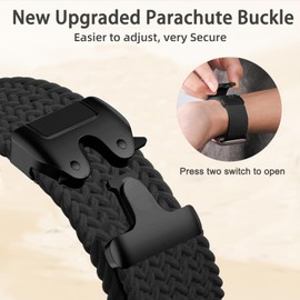ZOCOVIN 20 mm Braided Nylon Bracelet Compatible with Garmin Vivoactive 6/Vivoactive 5/Venu Sq 2, Parachute Buckle Stretchy Replacement Strap for Garmin Forerunner 55/165/245 Women Men, No gemstone