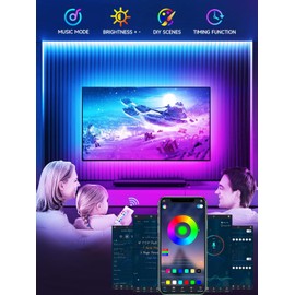 Tyute TV LED Lights, 18.0ft LED Lights for 40-75 Inch TV Behind Lighting, RGB Color Changing TV Backlight with APP & Remote Control, Music Sync USB LED Strip Light for Bedroom Gaming Room Decor