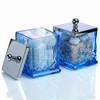 2 Pack 15Oz Blue Q-Tip Holder, Square Thick Glass