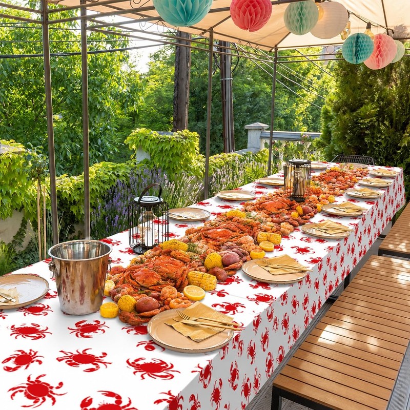 54 Inch x 100 FT Crab Boil Party Tablecloth Roll,