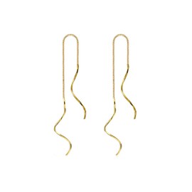 SLUYNZ 925 Sterling Silver Threader Dangle Earrings Twist Shape for Women Teens Linear Dangle Curved Tassel Earrings, Sterling Silver, No Gemstone