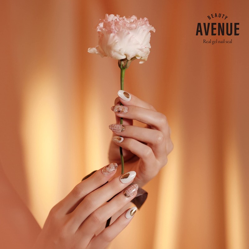 BEAUTYAVENUE Gel Nail Stickers for Hands, 24 pcs (Milk Tea