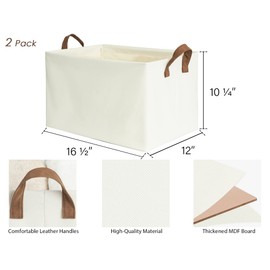 StorageWorks Storage Bins for Shelves With Metal Frame, Rectangle Storage Baskets, Beige, 2-Pack