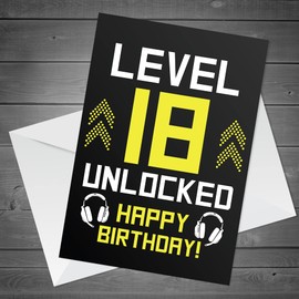 Funny 18th Birthday Card For Son Brother LEVEL 18 Humour Gaming Card For Men