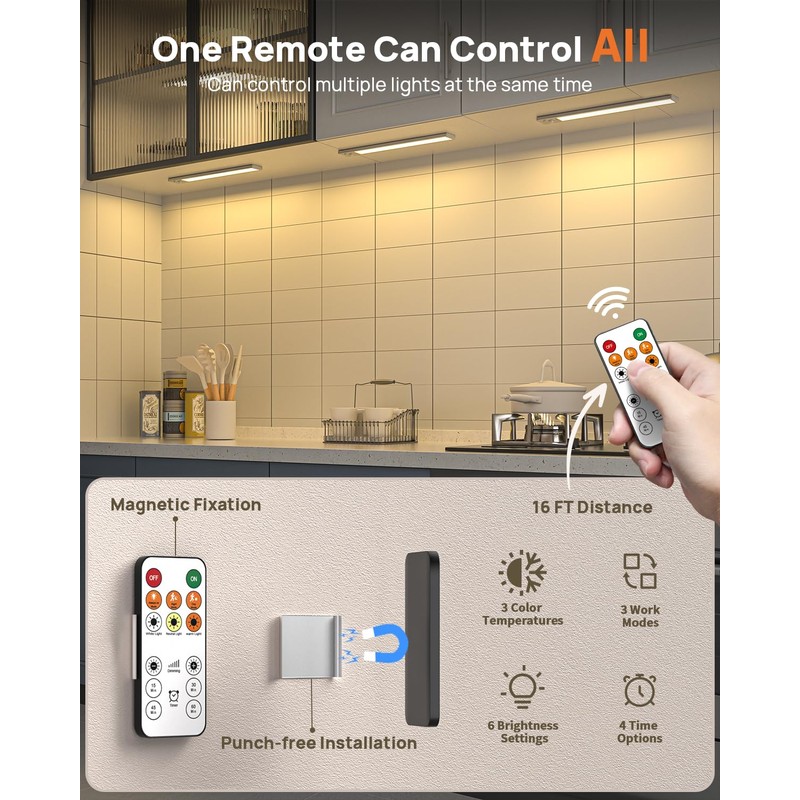 Under Cabinet Lighting Wireless,16 inch LED Motion Sensor Light Indoor,