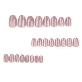 Nail Tip, Short, Round, 24 Pieces, Nail Tip, Pink, Skin Color, Cat Eye, False Nails, Popular, Japanese Style, Cute, Simple, Fashionable Party, Autumn, Spring, Summer, Daily Life, Bridal Nail Tip,
