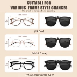 Polarized Clip On Sunglasses for Men & Women – Anti-Glare Sunglass Clip Ons Over Glasses, Flip-Up Design for Driving, Travel & Outdoor Sports