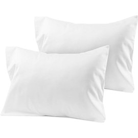 Toddler Travel Youth Pillowcase Set of 2 PC 100% Soft Egyptian Cotton Mini Pillow case 500 Thread Count with Zipper Closure Baby Pillow case 16x22 inch, White Solid