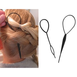 Topsy Tail Hair Tool, Pony Tail Hair Braiding Tool Bands Remover Cutter Hair Looping Tool Hair Pull Through Tool Hair Loop Tool Hair Hoop Tool for Women Girls Styling Maker (black)