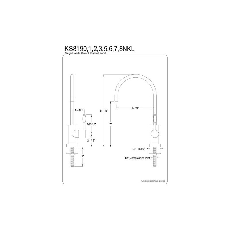 Kingston Brass KS8196NKL Nustudio Water Filtration Faucet, Polished Nickel, 11.13