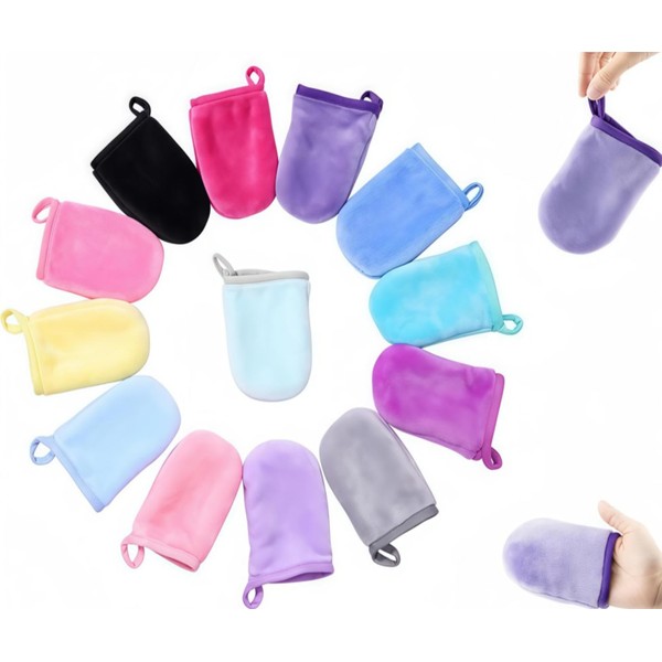 COZERI Waschbarer Reinigungshandschuh, Mikrofaser, wiederverwendbare Abschminktücher, Gesichtsschwamm, waschbare Baumwolle, ultraweich,