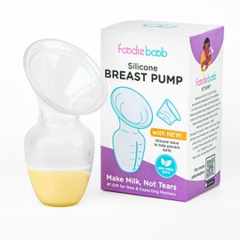 Foodie Boob Manual, extractor de leche manos libres con válvula personalizada a prueba de derrames, esenciales posparto, fácil de limpiar, bomba portátil para lactancia, 4 onzas