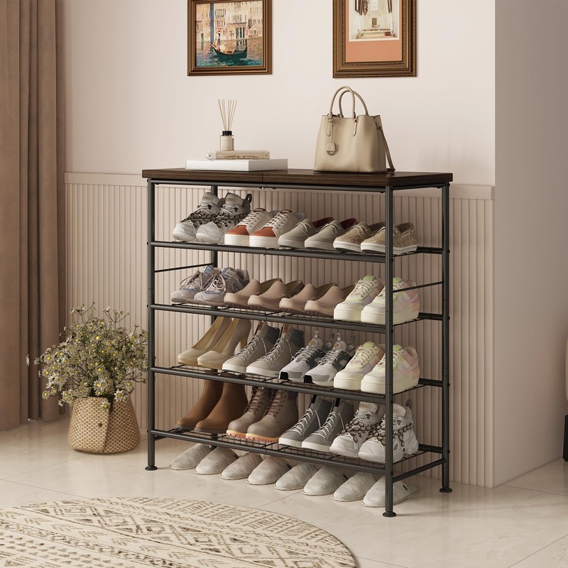 SUOERNUO Shoe Rack Organizer 5 Tier for Closet Entryway Free