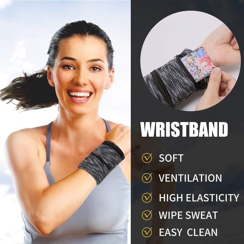 Wrist pouch, pocket Wallet with zippered for Running, Walking, Hiking,