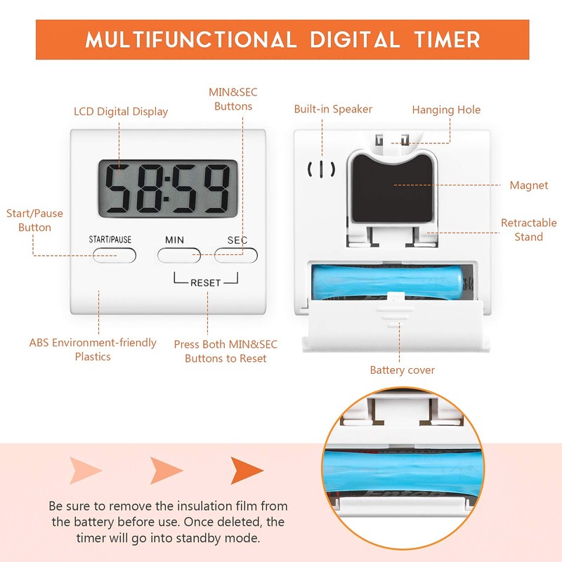 Gulfmew 4 Pieces Kitchen Timer for Cooking, Digital Kitchen Cooking