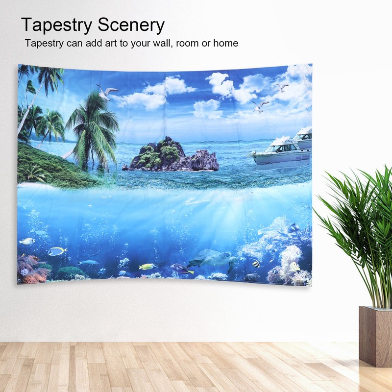 200x150cm Tapestry Scenery Summer Beach Sea View Background Tapestry Home