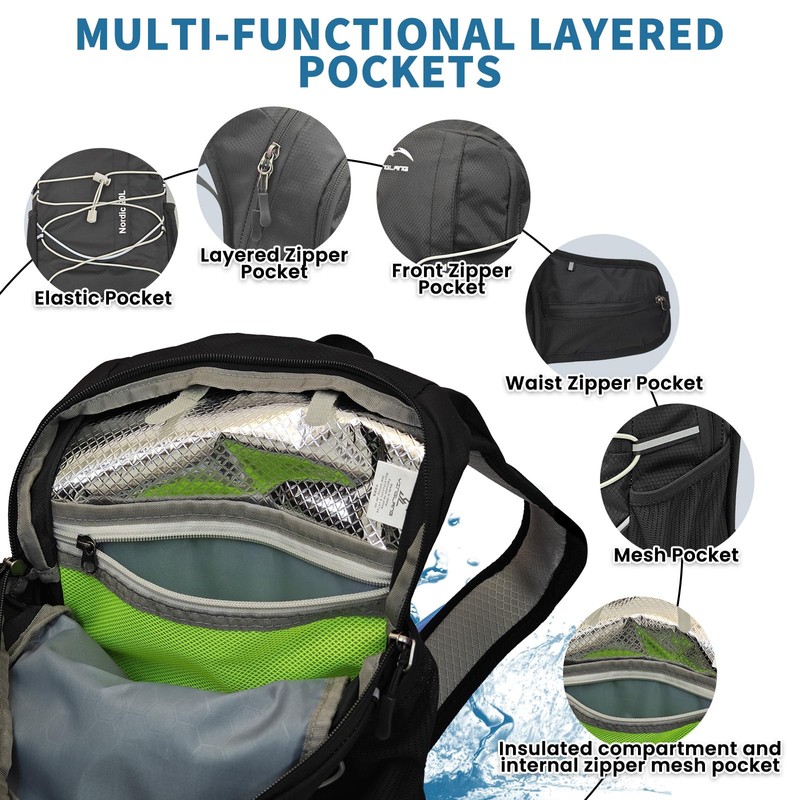 Lnopever Hydration Backpack: Water Backpack with 2L Water Bladder, Lightweight