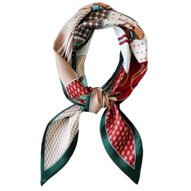 Clysoru Silk Neck Scarf Printed Scarves Head Women'S Fashion Oblique Angle Satin Scarfs For Bag Hair 59” X 5.9” (Green Horse)