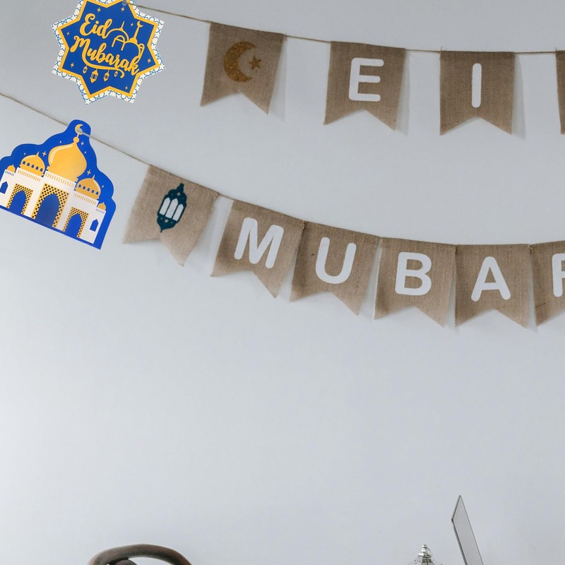 Bojueshaw 30PCS Ramadan Wooden Hanging Decoration - Eco-Friendly Crescent Moon