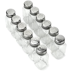 12 Pack of Spice Shakers, Salt & Pepper, Spices, & Seasonings – Stainless Steel Top & Glass Body, Restaurant & Home Kitchen Supplies by Back of House Ltd.