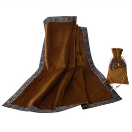 BLESSUME Witch Square Velvet Divination Altar Tarot Mantel de mesa y bolsa de adivinación Amarillo oscuro