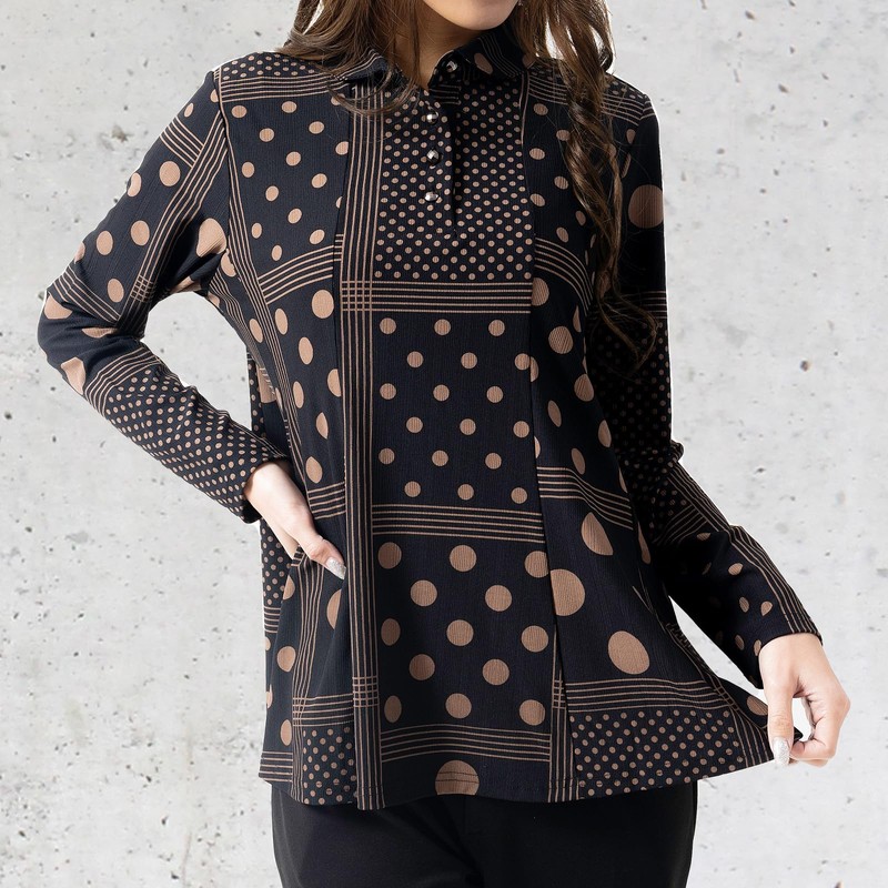 FLUTE.MF Women's Tunic Blouse, Loose, Body Cover, Flare, Cut and