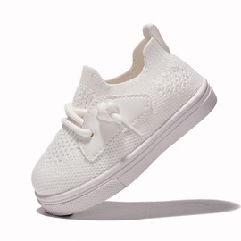 Newsonet Baby Shoes Boys Girls First Walking Breathable Non Slip Walker Barefoot Mesh Sneakers Soft Sole White Size 6-12 Months Infant