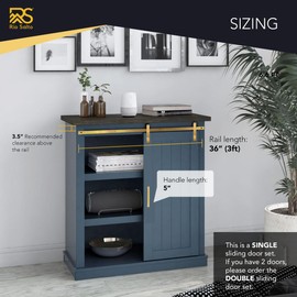 Rio Salto Mini Gold Barn Door Hardware Kit 3ft with Handle, Double Pannel Cabinet Sliding Barn Hardware Track for Sliding Furniture (Gold, 3FT Track Kit (Single Door)