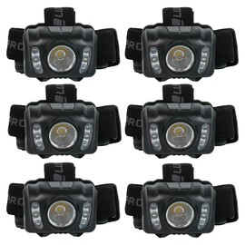 LUXPRO LP345V2 LED Headlamp - Bright 300 Lumen Head Lamp for Outdoors, Camping & Hiking - 6 Light Modes White, Green & Red Light - IPX4 Waterproof - Adjustable Headband - Batteries Included - 6 Pack
