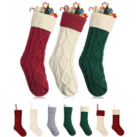 Mr. Pen- Christmas Stockings, 3 Pack, Cable Knit Stockings for Christmas, Cable Knit Christmas Stocking for Christmas, Large Stockings Christmas, Knit Stockings Christmas, Red, Cream & Green