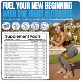 Bariatric Multivitamin Without Iron - Methylated B12 & Folate for Gastric Bypass & Sleeve Surgery | ASMBS Compliant | 1 Daily Capsule, 21 Nutrients | Made in USA, 30 Count