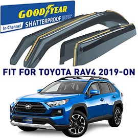 Goodyear Shatterproof in-Channel Window Deflectors for Toyota RAV4 2019-2022, Rain Guards, Window Visors for Cars, Vent Deflector, Car Accessories, 4 pcs - GY003431LPf2