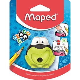 Maped - Croc Croc Signal Pencil Sharpener - Pencil Sharpener with Tank - For Children from 3 Years - Playful & Innovative - Frog Shape - 1 Hole - Green