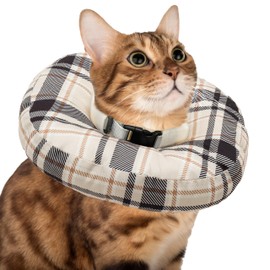 JVVGPET Cat Cone Collar Soft, Adjustable Plaid Elizabethan Cat Recovery Collar After Surgery to Prevent Licking & Scratching Wound, Fits Small Medium Large Cats, Puppy, Small Dogs